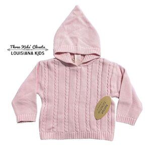 NEW Boutique Collection 9m Pink Cable Knit Hooded Sweater